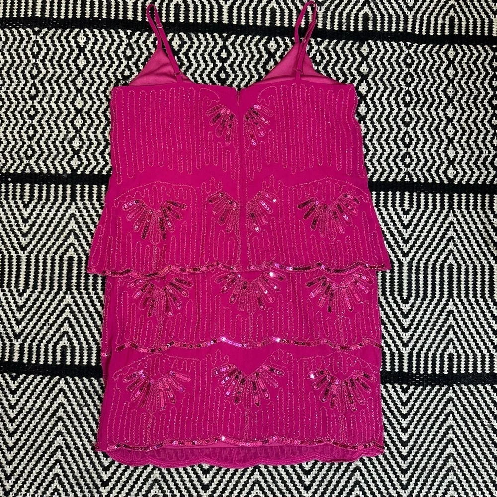 Laundry by Shelli‎ Segal Hot Pink Sequin Beaded Mini Dress • Size 6 Homecoming - Picture 9 of 13